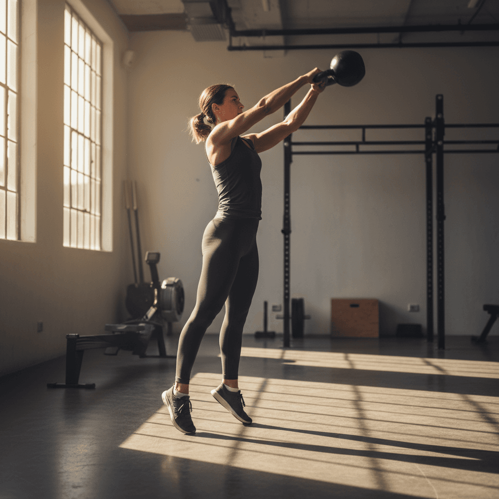 Person performing kettlebell swing with perfect form